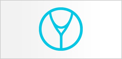 Sirkelformet cyan ikon med slangen og åket til et Littmann-stetoskop.
