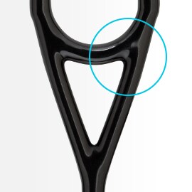Nærbilde av den svarte slangen i Y-form som danner åket på et 3M Littmann-stetoskop.