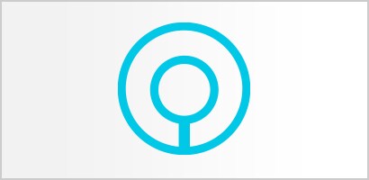 Sirkelformet cyan ikon med bryststykket til et Littmann-stetoskop.
