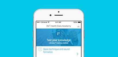 Smarttelefonskjerm som viser Littmann Learning Institute-appen.
