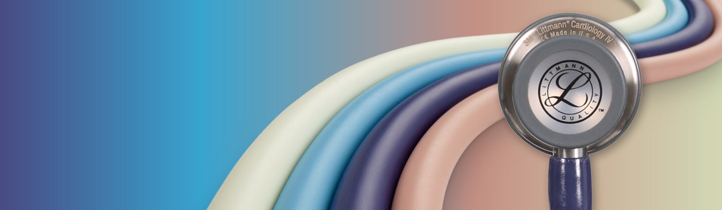 Banner Littmann Stetoskop - stetoskop foran en blå bakgrunn
